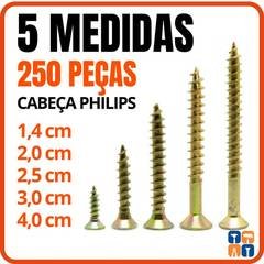 Kit Parafusos para Madeira MDF Móveis Marcenaria Parafuso Philips Chipboard 14 -