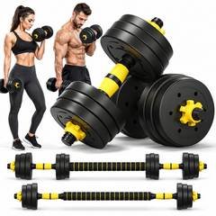 Kit Halteres 3 em 1 20kg Anilha Barra Musculação Academia Peso Ajustável Seguran
