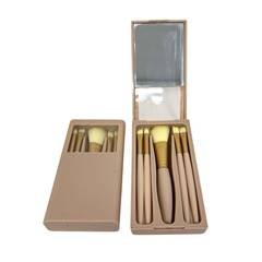 Kit Mini Pincéis Make Com Estojo Espelho Sombra Olhos Blush(NUDE)
