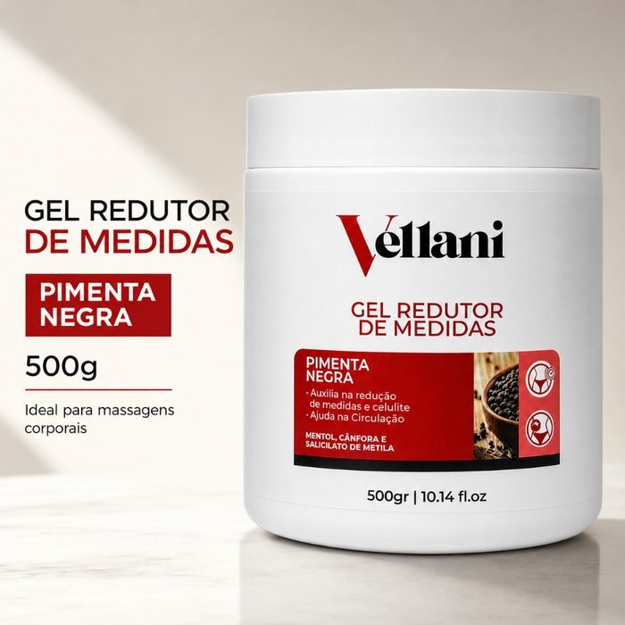 Gel Redutor de Medidas Vellani Pimenta Negra 500g Massageador Corporal