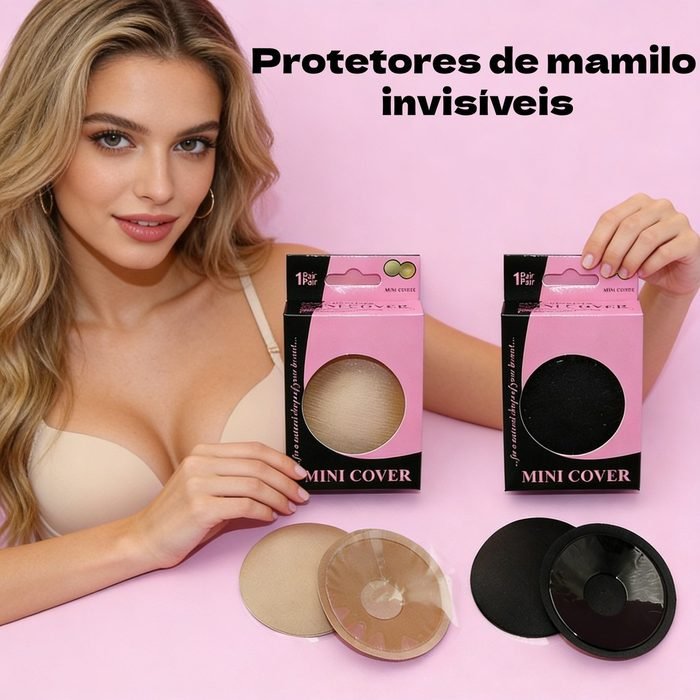 Sutia Tapa Peito, Esconde Bico, Mamilos Tecido Nude Adesivo