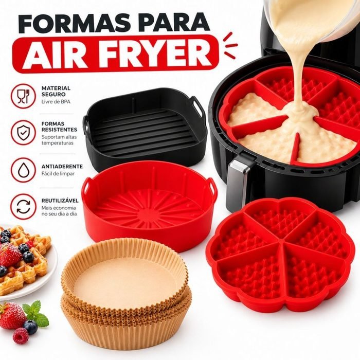 Kit Forma De Silicone Para Waffle Coração Antiaderente Air Fryer - Escolha Seu Kit