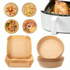 Forma De Airfryer Descartável Redondo Antiaderente Para Cozimento Papel Fritadeira Cozimento Protetor Forro Tapete