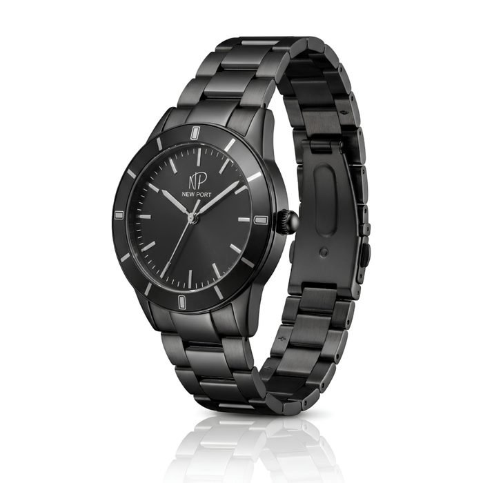 Relógio Masculino Preto Casual Analógico Elegante New Port