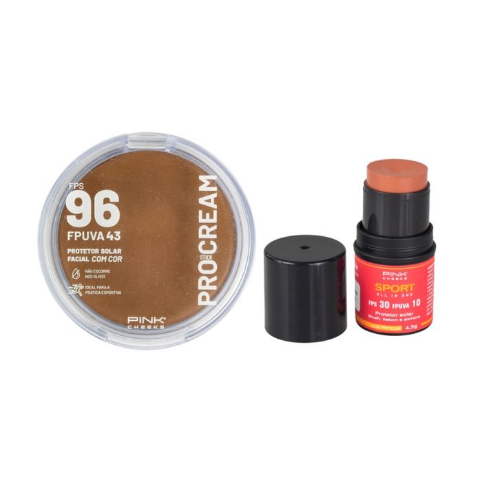 Combo Original PINK CHEEKS Base Pro Cream + Blush Em Bastão