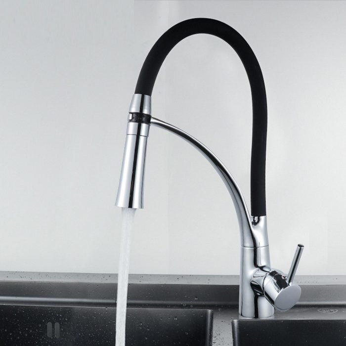 Torneira Misturador Cozinha Gourmet Kiev Mangueira Flexivel Preta Monocomando