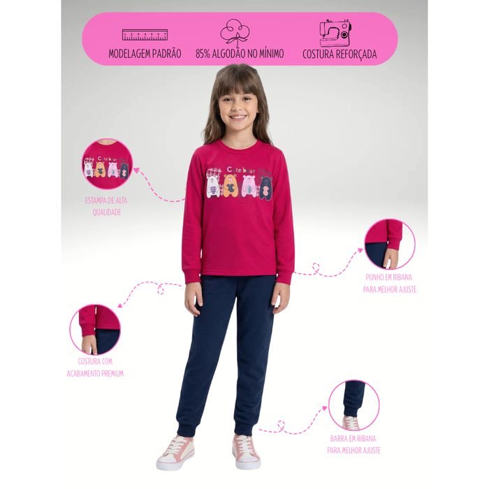Conjunto Moletom Feminino/do 01 ao 16 /Moderno/Confortável/Alta Qualidade/Durável