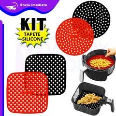 KIT Tapete Silicone Air Fryer Antiaderente – Redondo e Quadrado | Não Gruda, Reu