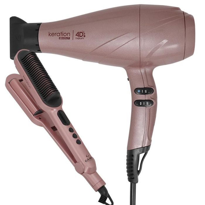 GA.MA ITALY Kit Secador Keration 4D E Prancha Waver & Brush Keration Bivolt