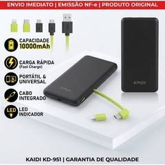 Power Bank Kaidi KD-951 10000mAh Carregador Portátil Rápido