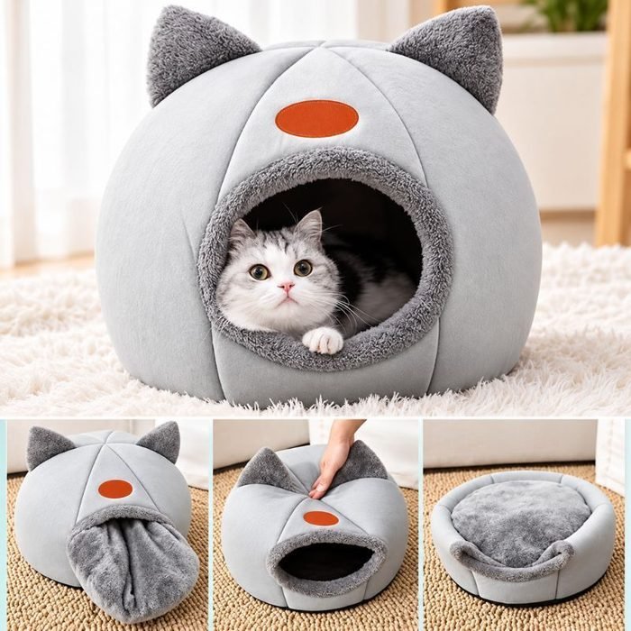 Caminha Pet Iglu Toca Casinha Gato Cachorro Cabana Aconchegante Peluciada Dobrável 37x37x35cm