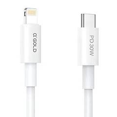 CABO USB 1M TURBO TIPO-C PARA LIGHTNING BRANCO 30W GOLD PRO