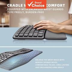 JOMAA Split Teclado Ergonômico Bluetooth Sem Fio 2.4G USB Recarregável Multi-Dispositivo Amortecido Pulso Palma Descanso