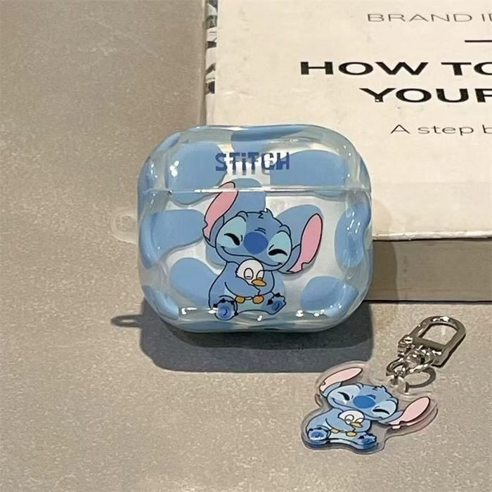 Capa de Fone de Ouvido Sem Fio Bluetooth Compatível com Apple AirPods 4ª Geração Cartoon Stitch Capa Protetora para AirP