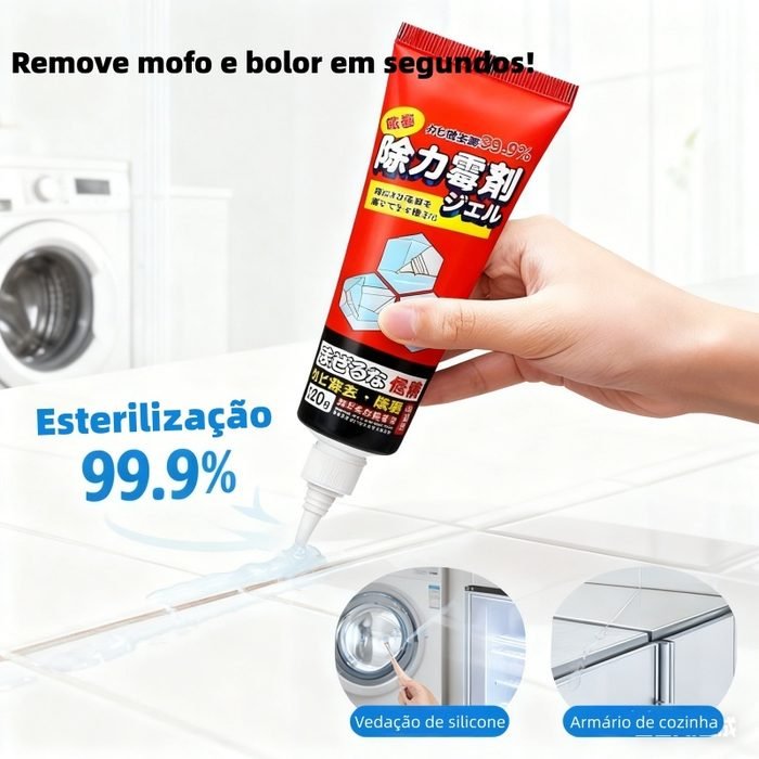 Gel Removedor De Mofo Tira Mofo Bolor Para Máquina De Lavar Geladeira Selantes 120g Forte Não Precisa Esfregar