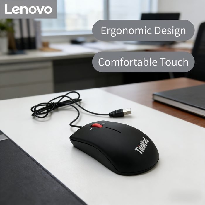 Mouse com Fio/Sem Fio Lenovo ThinkPad Ergonômico Mouse Óptico USB 2.4G Rolo Vermelho Silencioso Clique Silencioso Para