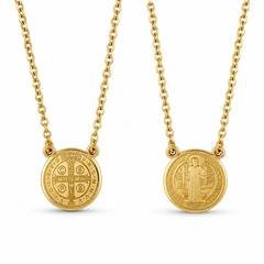 Escapulário Colar Medalha Sao Bento Dourado Proteção Fé