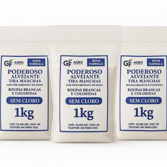 Poderoso Alvejante com Percarbonato de Sódio Tira Manchas Roupas Brancas e Coloridas -GF Agro