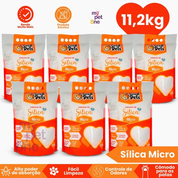 Kit 7 Areia Sílica Fina Great Pets para Gatos - 1,6 Kg