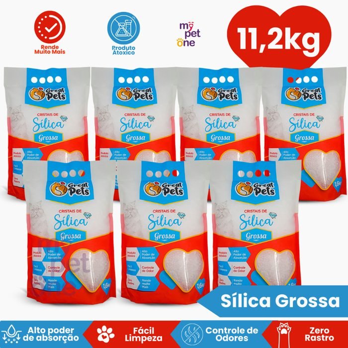 Kit 7 Areia Sílica Grossa Great Pets para Gatos - 1,6 Kg
