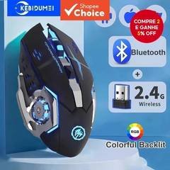Mouse sem fio 2.4G, mouse gamer Bluetooth, ABS, clique silencioso, DPI ajustável, luz RGB, durável para jogos de PC e