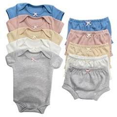 Kit Conjunto 2 Body Manga Curta + 2 Tapa Fralda Bebê Gola Envelope Menino Menina 0 a 18 meses
