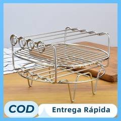 Airfryers De Aço Inoxidável Dupla Camada Ra Versátil Redondo Assar Grill Com Espetos Bandeja De Cozimento Titular Em Est