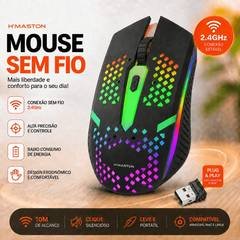 Mouse Sem fio Wireless Gamer 2.4G/BT Recarregável Tipo-C RGB Bluetooth Alta Precisão 1600 DPI