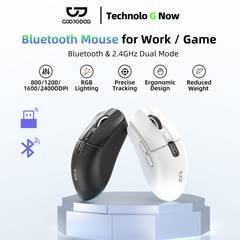Mouse leve e recarregável com modos duplo GOOJODOQ, ajuste DIP de 4 níveis, controle com 6 botões e luz RGB para