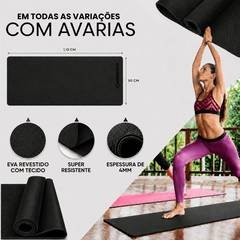 Com Avarias Tapete EVA Fino 110x50cm 4mm Yoga Academia Preto