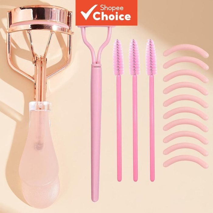Conjunto De Modelador De Cílios Em Ouro Rosa Com Pente De Aço , Escova , Almofad