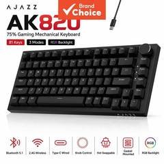 Teclado de Jogos Mecânico Ajazz AK820/AK820 Pro Tri-Modo Bluetooth 5.1 Sem Fio com Fio, Troca a Quente, Amortecedor,