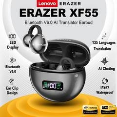 Lenovo ERAZER XF55 Al Smart Tradução Em Tempo Real Fone De Ouvido Bluetooth 6.0 Clipe Para Orelha Display Digital Microf