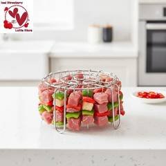 Beautyus Air Fryer Grill Ra Com 24 Espetos De Aço Inoxidável Pendurado Forno Grelhar Suporte Para Churrasco Doméstico Co