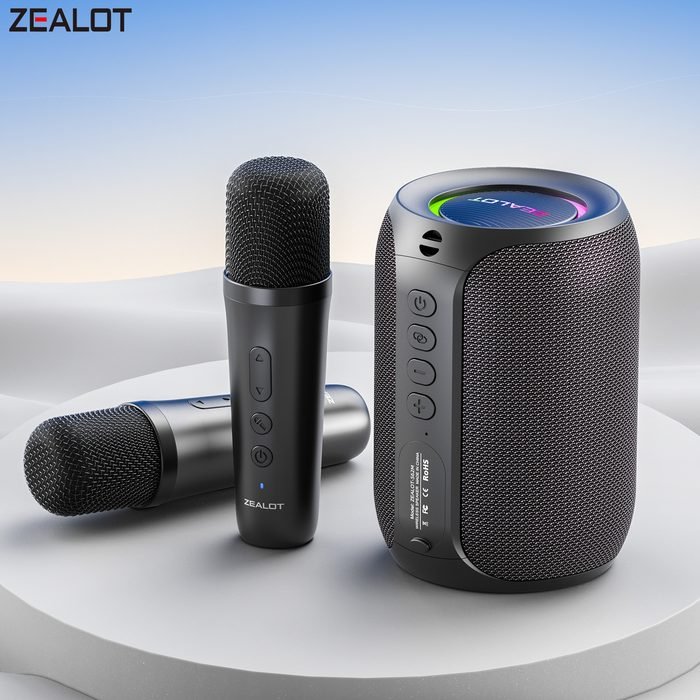 Caixa de Som Bluetooth ZEALOT S62M 15W 3600mAh BT5.2 Luz Colorida TWS Estéreo grave potente soundbar para TV, jardim,