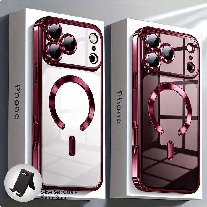 Capa De Telefone Luxuosa Revestida Transparente Para Carregador Sem Fio Magsafe Compatível Com iPhone 18 Pro Max 17 16 1
