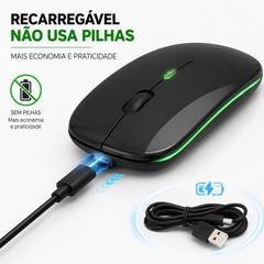 Mouse Sem Fio Silencioso RGB Home Office Bateria Interna LED Bluetooh Exbom Ergonômico Recarregável