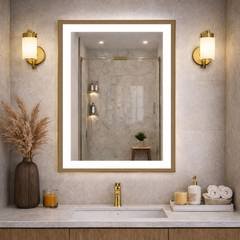 Espelho Com Led 3 Cores Touch Jateado Banheiro Quarto Maquiagem Penteadeira Iluminação Ajustável