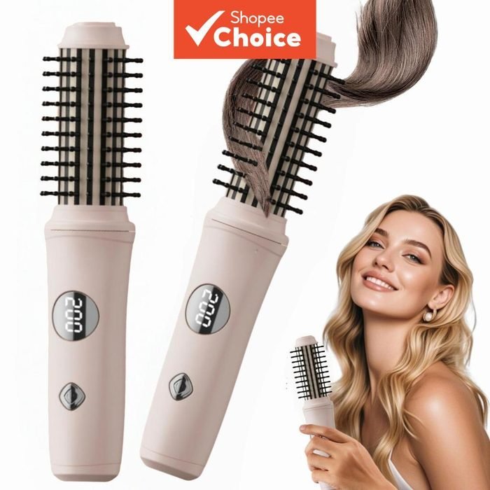 Escova modeladora de cabelo sem fio, escova alisadora portátil de viagem mini, 3