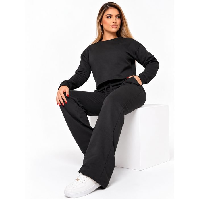 Conjunto Moletom Feminino Inverno Blusa Cropped e Calça Comprida Confortável megaliquidacao2026**