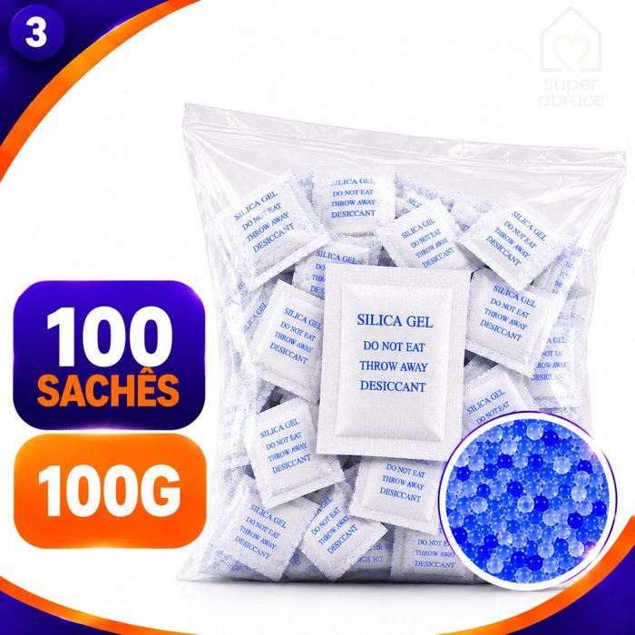 Silica Gel Kit 100 unidades Saches1g Atacado Desumidificador Anti Mofo Umidade Armário Roupas Medicamentos Eletrônicos