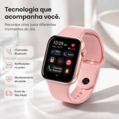 Relógio inteligente de 38mm/45mm/49mm, vem com 2 pulseiras, suporta chamadas por Bluetooth, controle de música, notifica