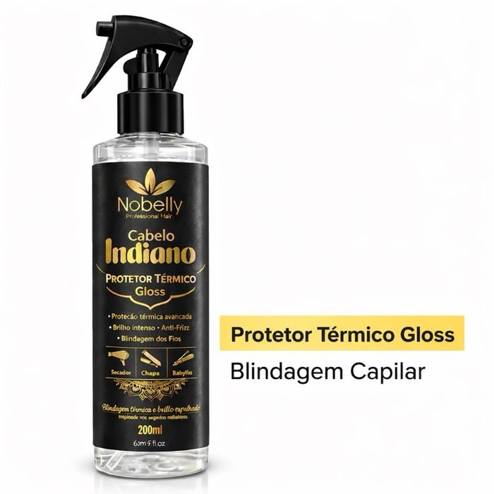 Protetor Térmico Cabelo Indiano Nobelly 200ml Anti Frizz Blindagem Capilar Brilh