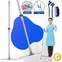Kit Rodo Silicone Vassoura Mágica Extensivo 1,45m Profissional + 3 Escovas Multi