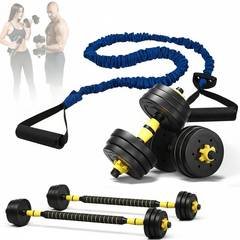 Kit Halteres Anilha Barra 3 em 1 Musculacao Peso Academia Ajustavel 40kg com Ela
