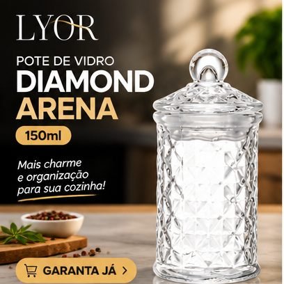 Pote De Vidro Diamond Lyor 135ml Sobremesa Molhos Porta Temperos Mesa Posta