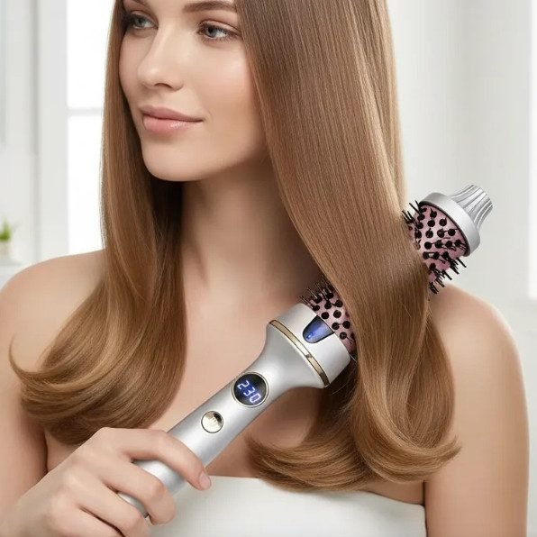 Escova Modeladora Térmica Profissional Display Digital Bivolt 230°C Com Cerdas P