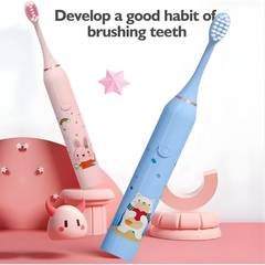 Escova De Dentes Elétrica Infantil Com Timer À Prova D’água IPX7 Recarregável USB Bivolt