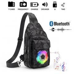 Mochila com Bluetooth e Caixa de Som Integrada Speaker com Design de Futebol Bolsa USB/TF/Microfone