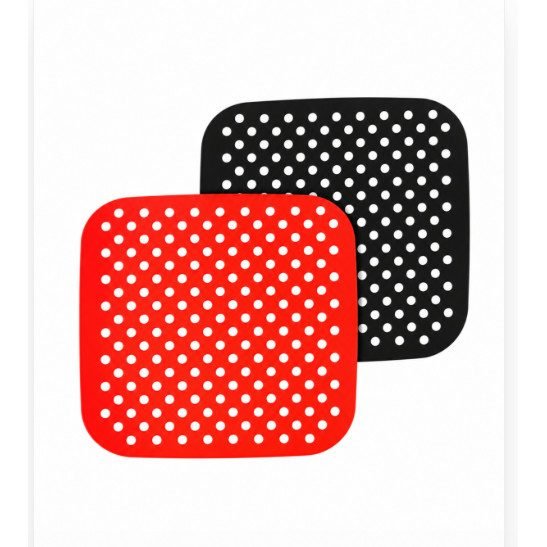 Kit 2 Tapetes Silicone Air Fryer 18,5cm Quadrado Reutilizáve